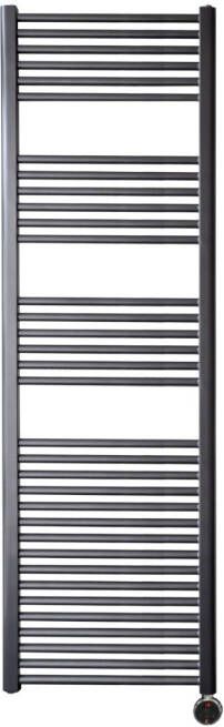 Sanicare elektrische design radiator 45x172cm gunmetal met thermostaat rechts chroom