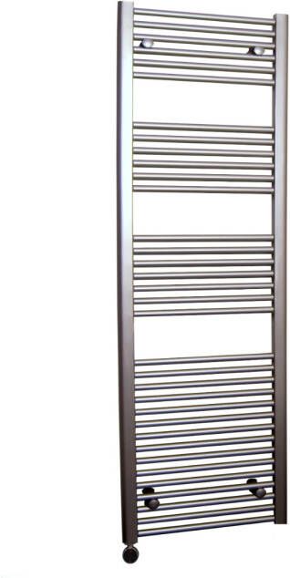 Sanicare elektrische design radiator 45x172cm inox-look met thermostaat links chroom