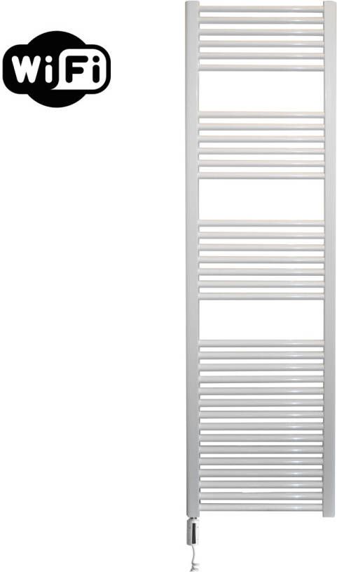 Sanicare elektrische design radiator 45x172cm wit met WiFi en thermostaat links wit