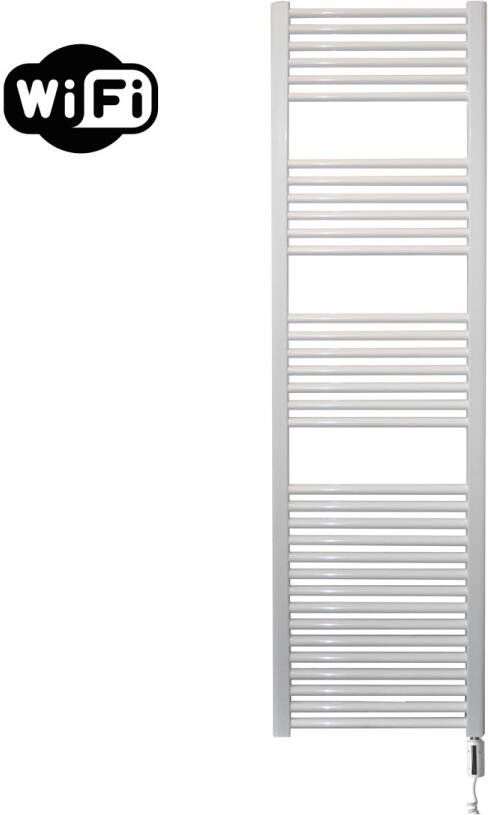 Sanicare elektrische design radiator 45x172cm wit met WiFi en thermostaat rechts wit