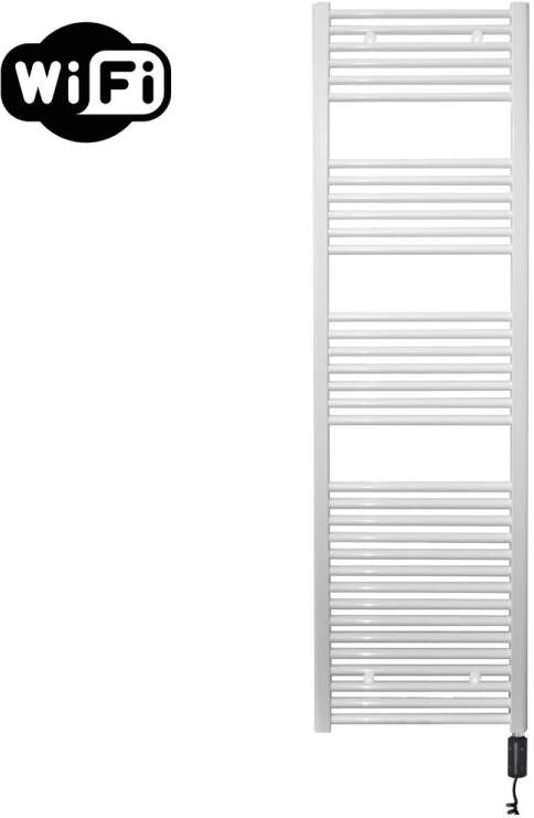 Sanicare elektrische design radiator 45x172cm wit met WiFi en thermostaat rechts zwart