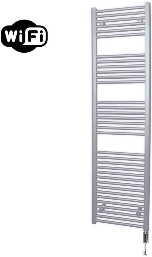 Sanicare elektrische design radiator 45x172cm zilvergrijs met WiFi en thermostaat rechts chroom