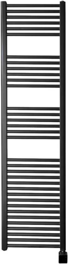 Sanicare elektrische design radiator 45x172cm zwart met Bluetooth en thermostaat rechts chroom