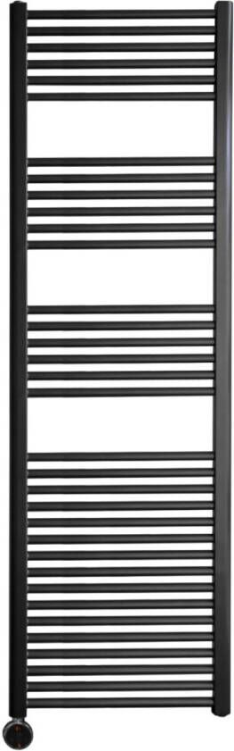Sanicare elektrische design radiator 45x172cm zwart met thermostaat links chroom