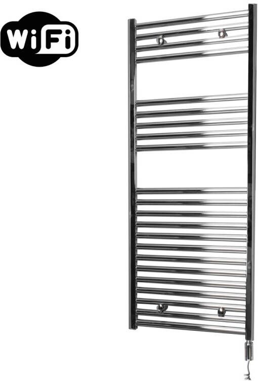 Sanicare elektrische design radiator 60x112cm chroom met WiFi en thermostaat rechts chroom