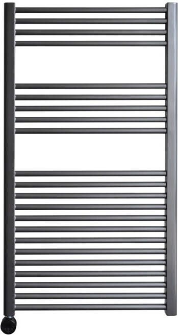 Sanicare elektrische design radiator 60x112cm gunmetal met thermostaat links zwart