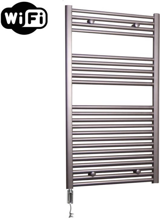 Sanicare elektrische design radiator 60x112cm inox-look met WiFi en thermostaat links chroom