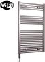 Sanicare Elektrische Radiator HWV Met Wifi 111 8x60 cm Inox Look 730W Met Thermostaat Zwart Linksonder - Thumbnail 2