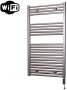 Sanicare Elektrische Radiator HWV Met Wifi 111 8x60 cm Inox Look 730W Met Thermostaat Zwart Rechtsonder - Thumbnail 2