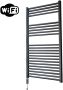 Sanicare Elektrische Radiator HWV Met Wifi 111 8x60 cm Mat Zwart 730W Met Thermostaat Chroom Linksonder - Thumbnail 2