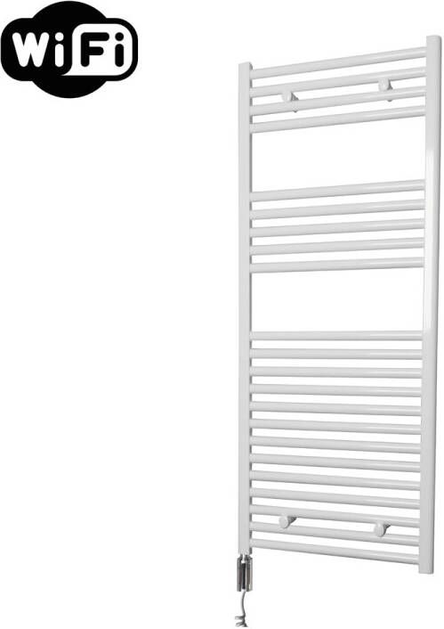 Sanicare Elektrische Radiator HWV Met Wifi 111 8x60 cm Wit 730W Met Thermostaat Chroom Linksonder