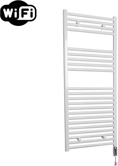 Sanicare elektrische design radiator 60x112cm wit met WiFi en thermostaat rechts chroom