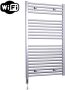 Sanicare Elektrische Radiator HWV Met Wifi 111 8x60 cm Zilver Grijs 730W Met Thermostaat Chroom Linksonder - Thumbnail 2