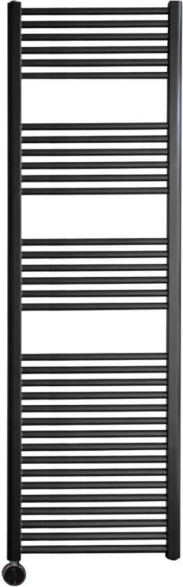 Sanicare elektrische design radiator 60x172cm gunmetal met thermostaat links chroom