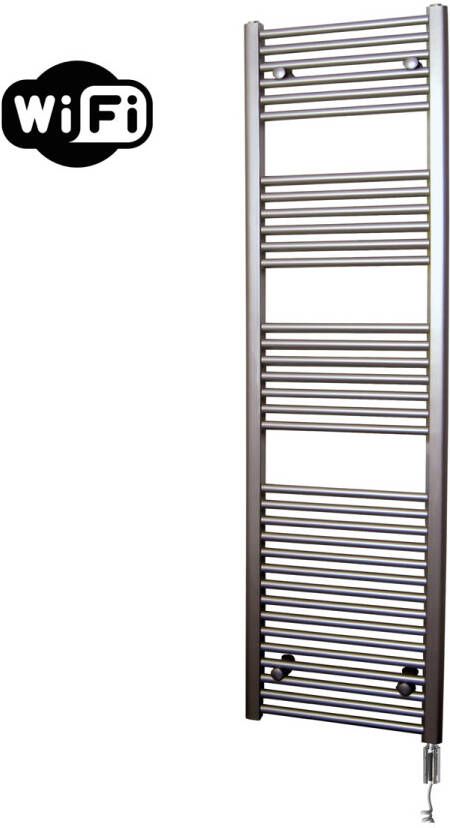 Sanicare elektrische design radiator 60x172cm inox-look met WiFi en thermostaat rechts chroom