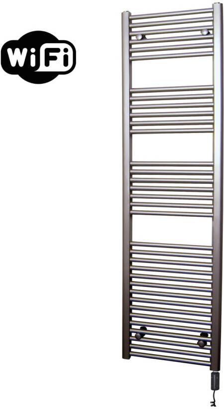 Sanicare elektrische design radiator 60x172cm inox-look met WiFi en thermostaat rechts zwart