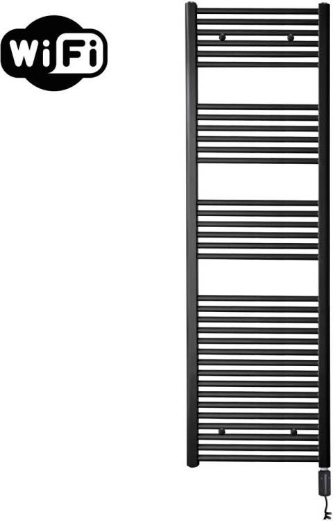 Sanicare elektrische design radiator 60x172cm zwart mat met WiFi en thermostaat rechts zwart