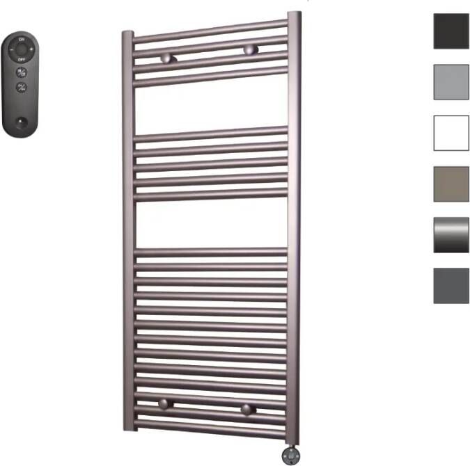 Sanicare HVS elektrische radiator 45x112cm inox-look met afstandsbediening en thermostaat zwart rechtsonder