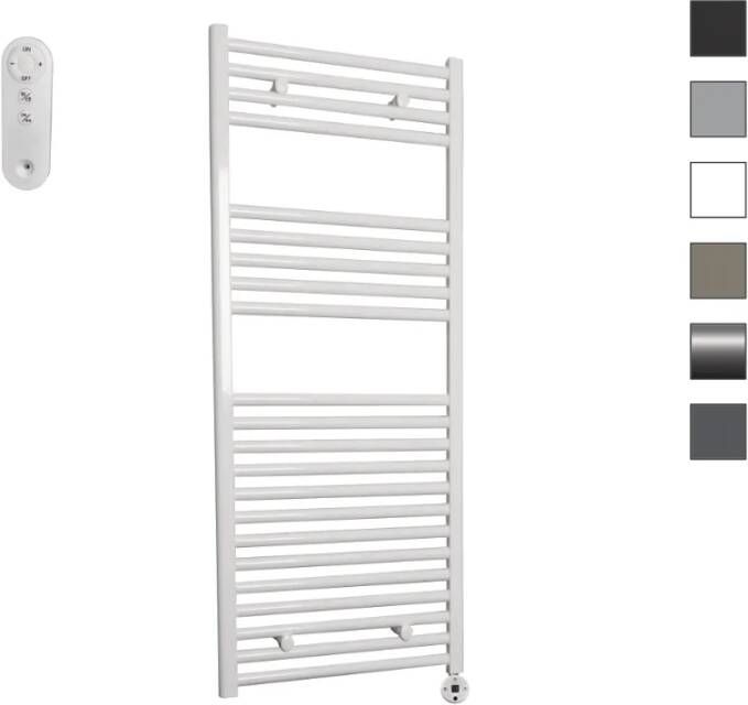 Sanicare HVS elektrische radiator 45x112cm wit met afstandsbediening en thermostaat wit rechtsonder