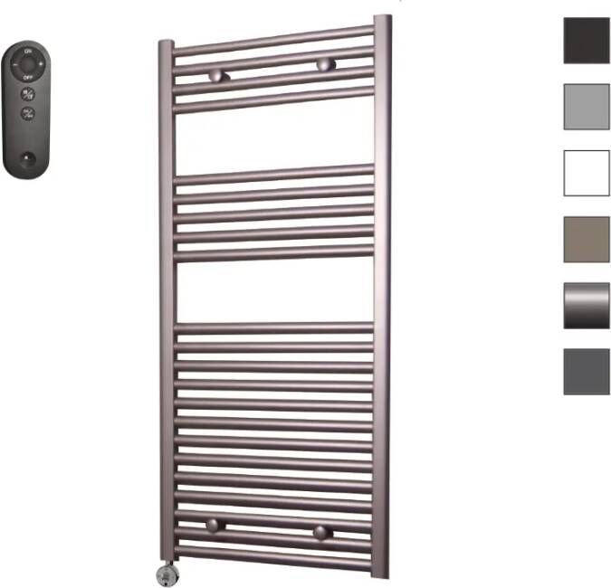 Sanicare HVS elektrische radiator 60x112cm inox-look met afstandsbediening en thermostaat chroom linksonder