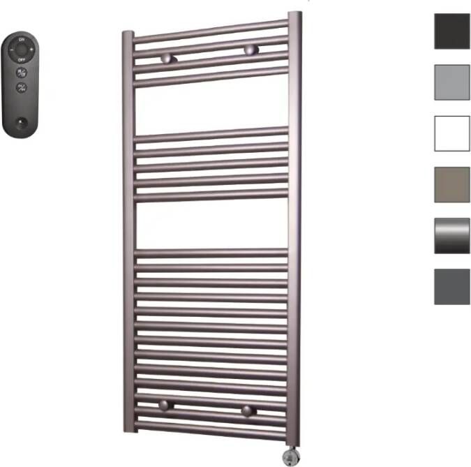 Sanicare HVS elektrische radiator 60x112cm inox-look met afstandsbediening en thermostaat chroom rechtsonder