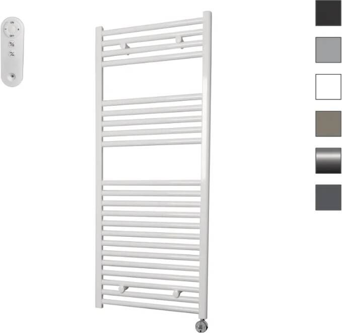 Sanicare HVS elektrische radiator 60x112cm wit met afstandsbediening en thermostaat chroom rechtsonder