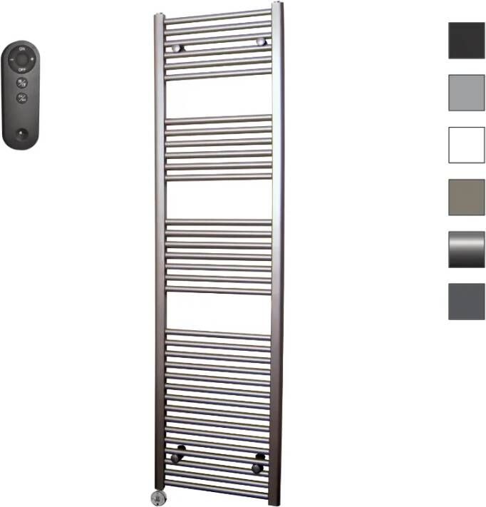Sanicare HVS elektrische radiator 60x172cm inox-look met afstandsbediening en thermostaat chroom linksonder