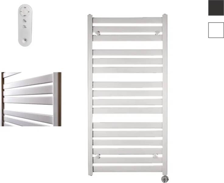 Sanicare Moda elektrische radiator 60x120cm wit mat met afstandsbediening en thermostaat chroom rechtsonder
