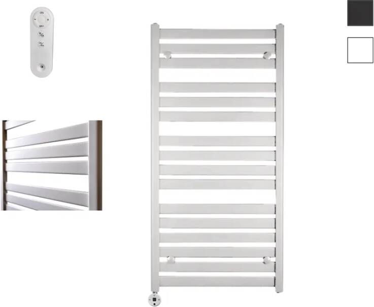 Sanicare Moda elektrische radiator 60x120cm wit mat met afstandsbediening en thermostaat wit linksonder