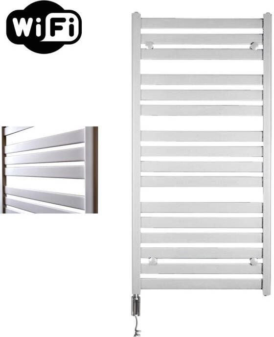 Sanicare Moda elektrische radiator 60x120cm wit mat met WiFi en thermostaat links chroom