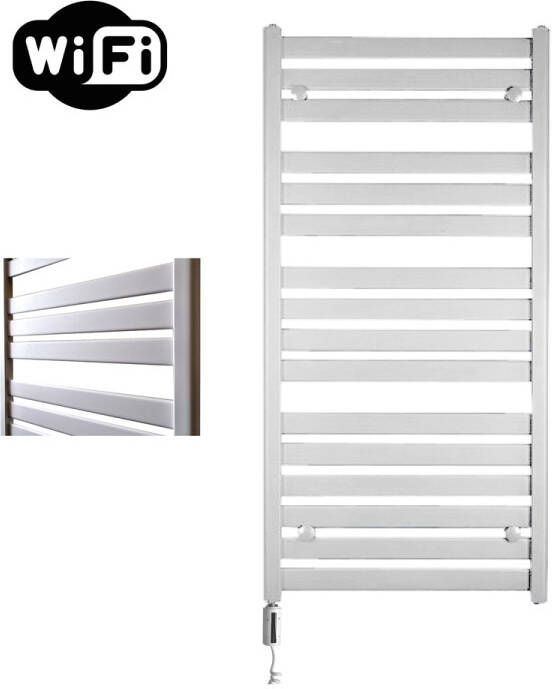 Sanicare Moda elektrische radiator 60x120cm wit mat met WiFi en thermostaat links wit