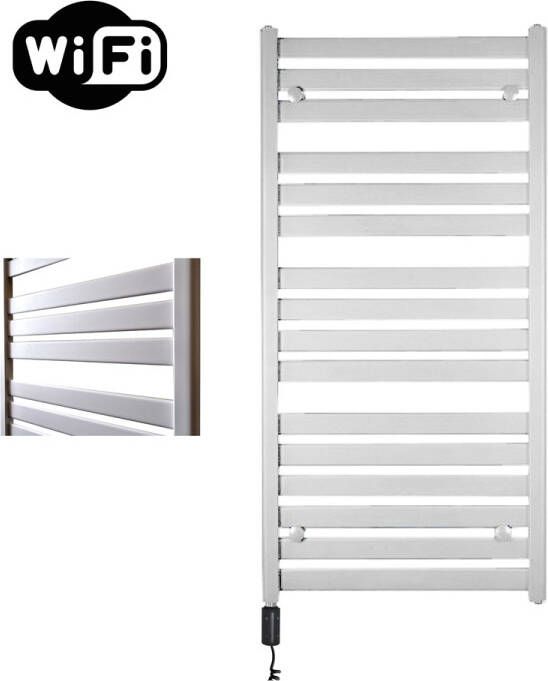 Sanicare Moda elektrische radiator 60x120cm wit mat met WiFi en thermostaat links zwart