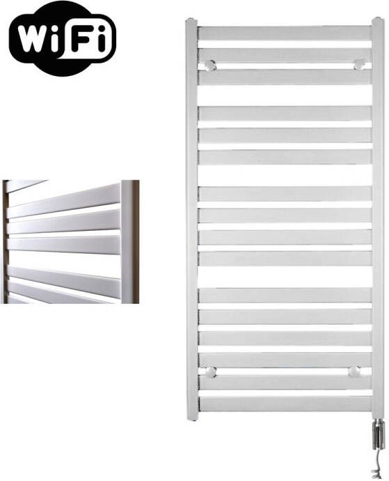 Sanicare Moda elektrische radiator 60x120cm wit mat met WiFi en thermostaat rechts chroom