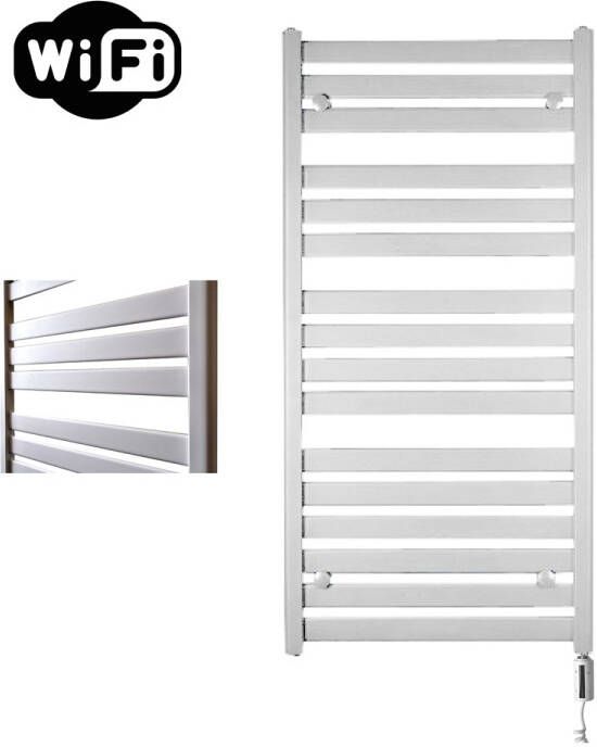 Sanicare Moda elektrische radiator 60x120cm wit mat met WiFi en thermostaat rechts wit