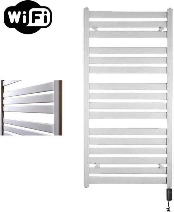 Sanicare Moda elektrische radiator 60x120cm wit mat met WiFi en thermostaat rechts zwart