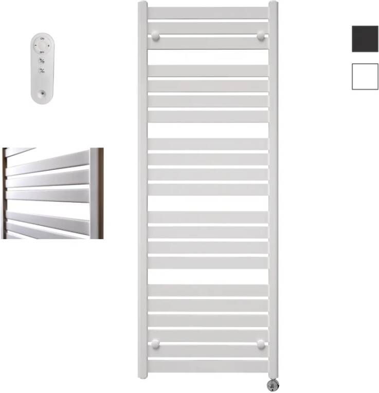Sanicare Moda elektrische radiator 60x160cm wit mat met afstandsbediening en thermostaat chroom rechtsonder