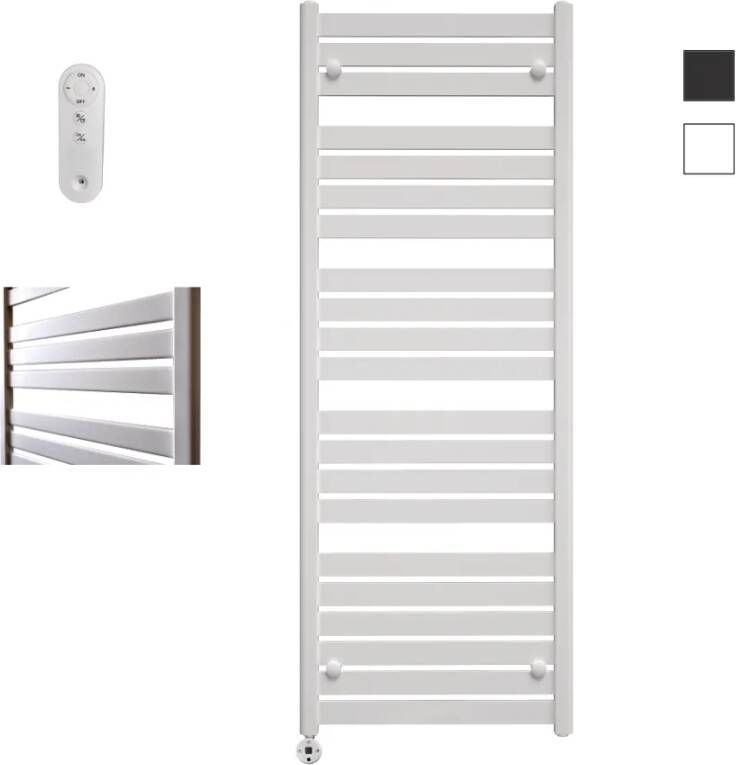 Sanicare Moda elektrische radiator 60x160cm wit mat met afstandsbediening en thermostaat wit linksonder
