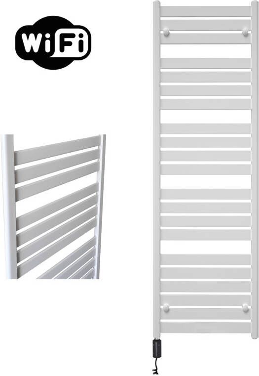 Sanicare Moda elektrische radiator 60x160cm wit mat met WiFi en thermostaat links zwart