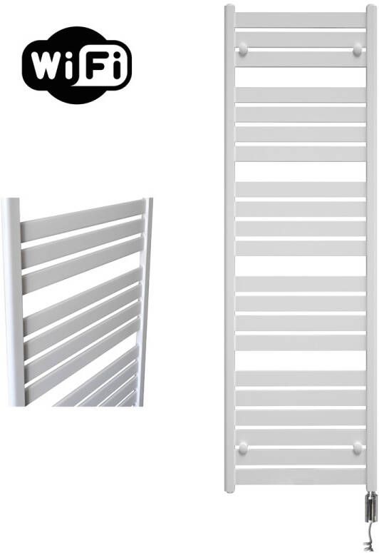 Sanicare Moda elektrische radiator 60x160cm wit mat met WiFi en thermostaat rechts chroom