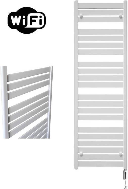 Sanicare Moda elektrische radiator 60x160cm wit mat met WiFi en thermostaat rechts wit