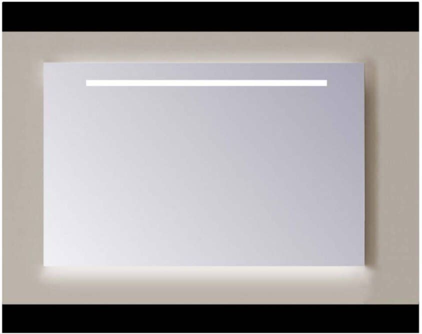 Sanicare Q-mirrors spiegel zonder omlijsting PP geslepen 75 cm. horizontale strook + Ambi licht onder cold white leds