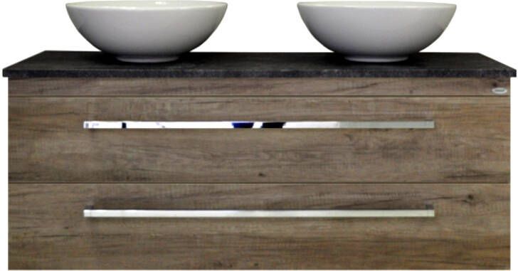 Sanicare Q12 badkamermeubel met black-stone topblad 120 cm truffel