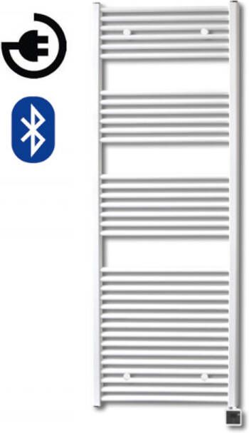 Sanicare Qubic elektrische design radiator met Bluetooth 125x60cm wit met thermostaat rechts chroom