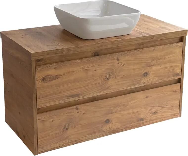 Sanicare Avenza badmeubel 100cm arrano oak met witte waskom 40x40cm
