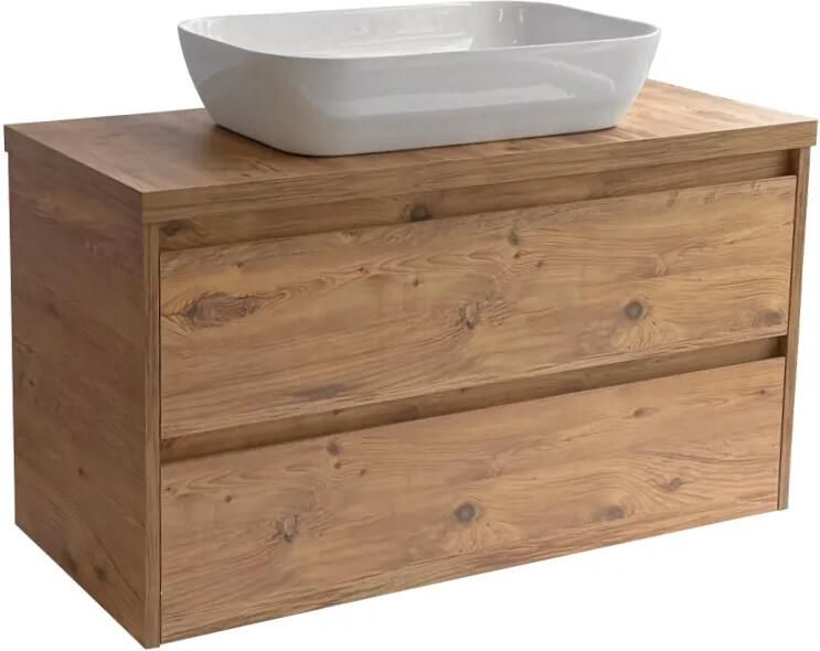 Sanicare Avenza badmeubel 100cm arrano oak met witte waskom 60x40cm