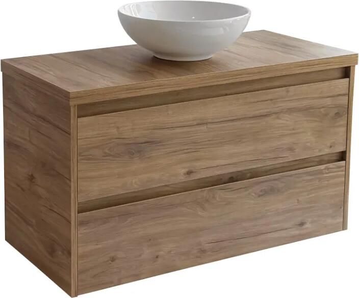 Sanicare Avenza badmeubel 100cm diveria oak met ronde witte waskom