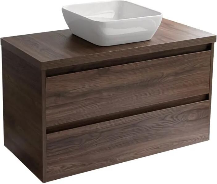 Sanicare Avenza badmeubel 100cm nera oak met witte waskom 40x40cm