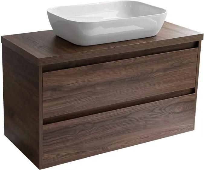 Sanicare Avenza badmeubel 100cm nera oak met witte waskom 60x40cm