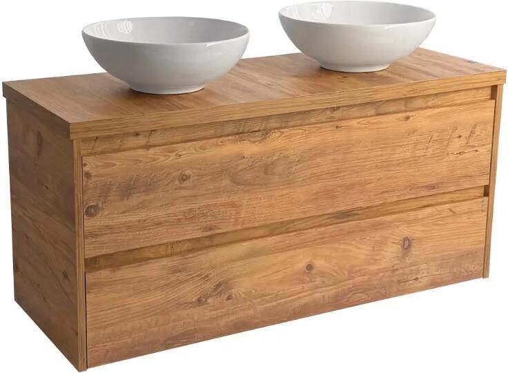 Sanicare Avenza badmeubel 120cm arrano oak met ronde witte waskommen