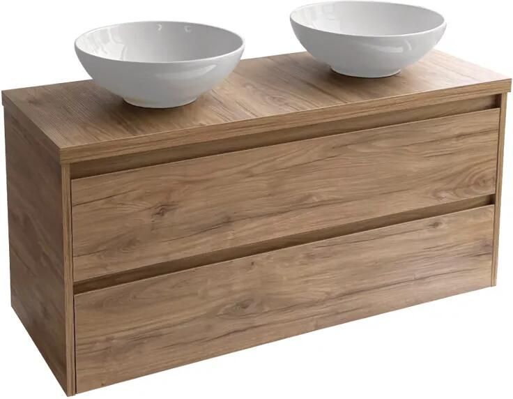 Sanicare Avenza badmeubel 120cm diveria oak met ronde witte waskommen